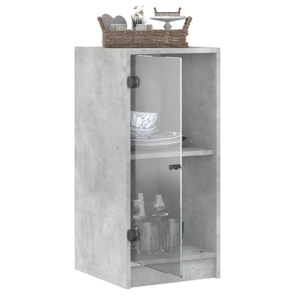 vidaXL Side Cabinet with Glass Doors Concrete Grey 35x37x75,5 cm