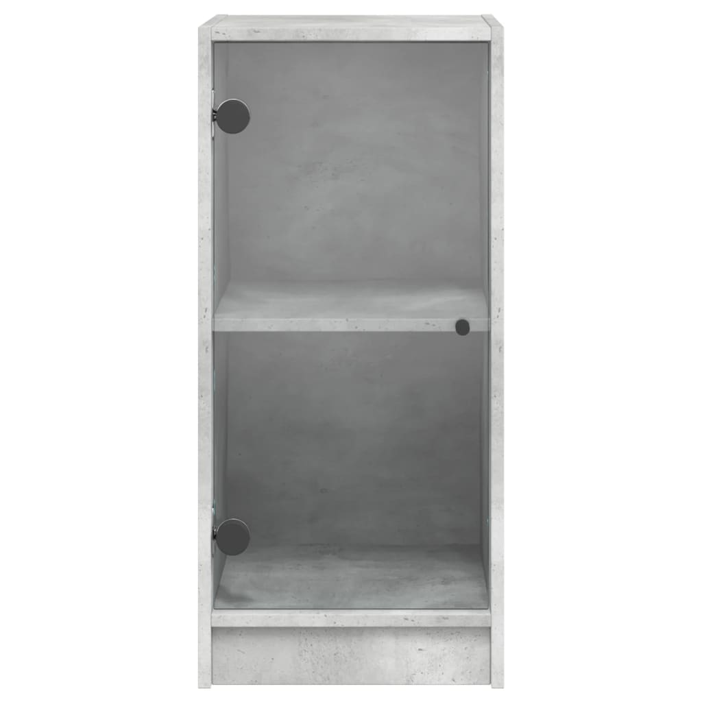 vidaXL Side Cabinet with Glass Doors Concrete Grey 35x37x75,5 cm