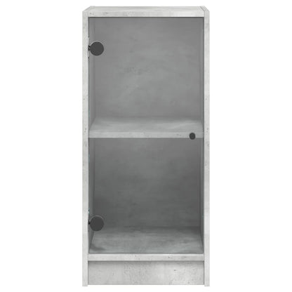 vidaXL Side Cabinet with Glass Doors Concrete Grey 35x37x75,5 cm