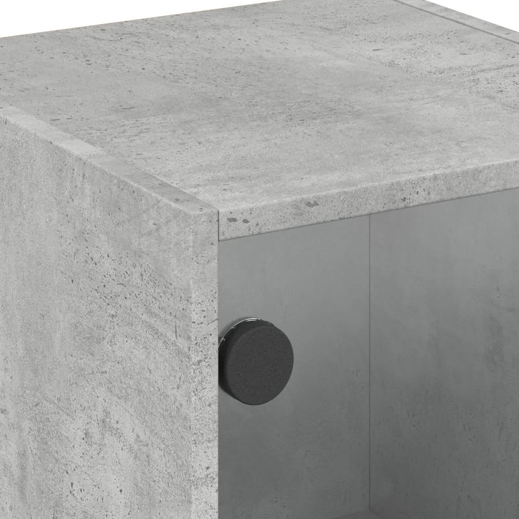 vidaXL Side Cabinet with Glass Doors Concrete Grey 35x37x75,5 cm