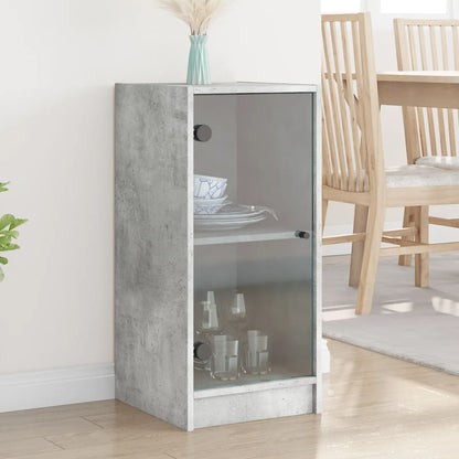 vidaXL Side Cabinet with Glass Doors Concrete Grey 35x37x75,5 cm
