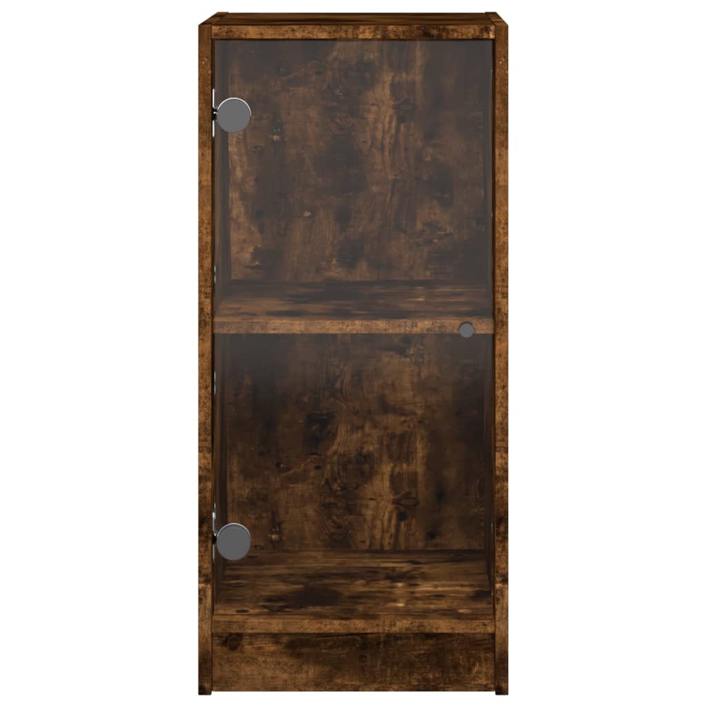 vidaXL Side Cabinet with Glass Doors Smoked Oak 35x37x75,5 cm