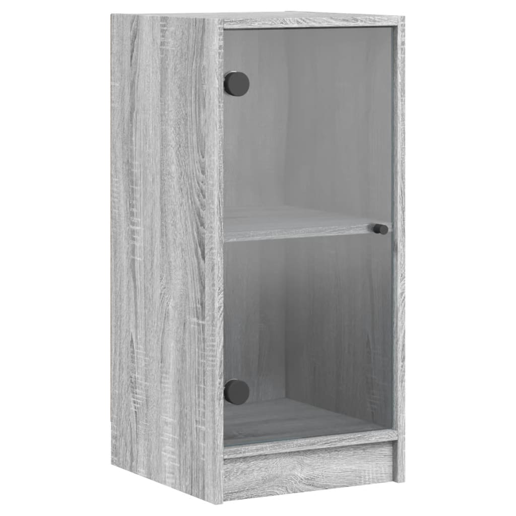 vidaXL Side Cabinet with Glass Doors Grey Sonoma 35x37x75,5 cm