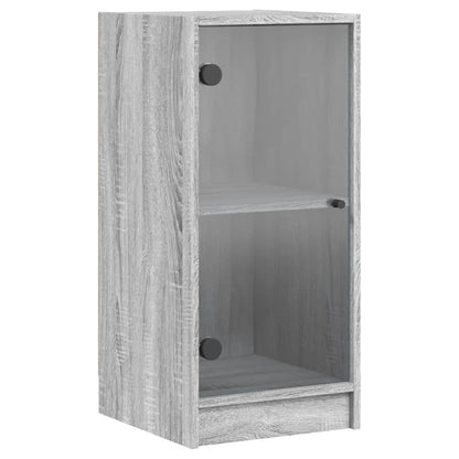 vidaXL Side Cabinet with Glass Doors Grey Sonoma 35x37x75,5 cm