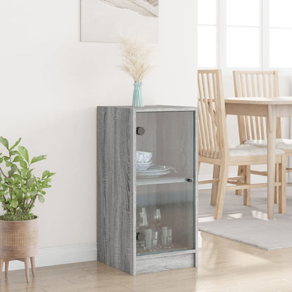 vidaXL Side Cabinet with Glass Doors Grey Sonoma 35x37x75,5 cm