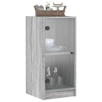 vidaXL Side Cabinet with Glass Doors Grey Sonoma 35x37x75,5 cm
