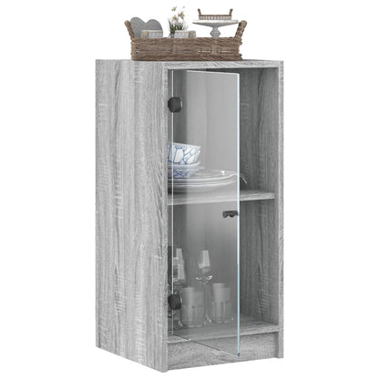 vidaXL Side Cabinet with Glass Doors Grey Sonoma 35x37x75,5 cm