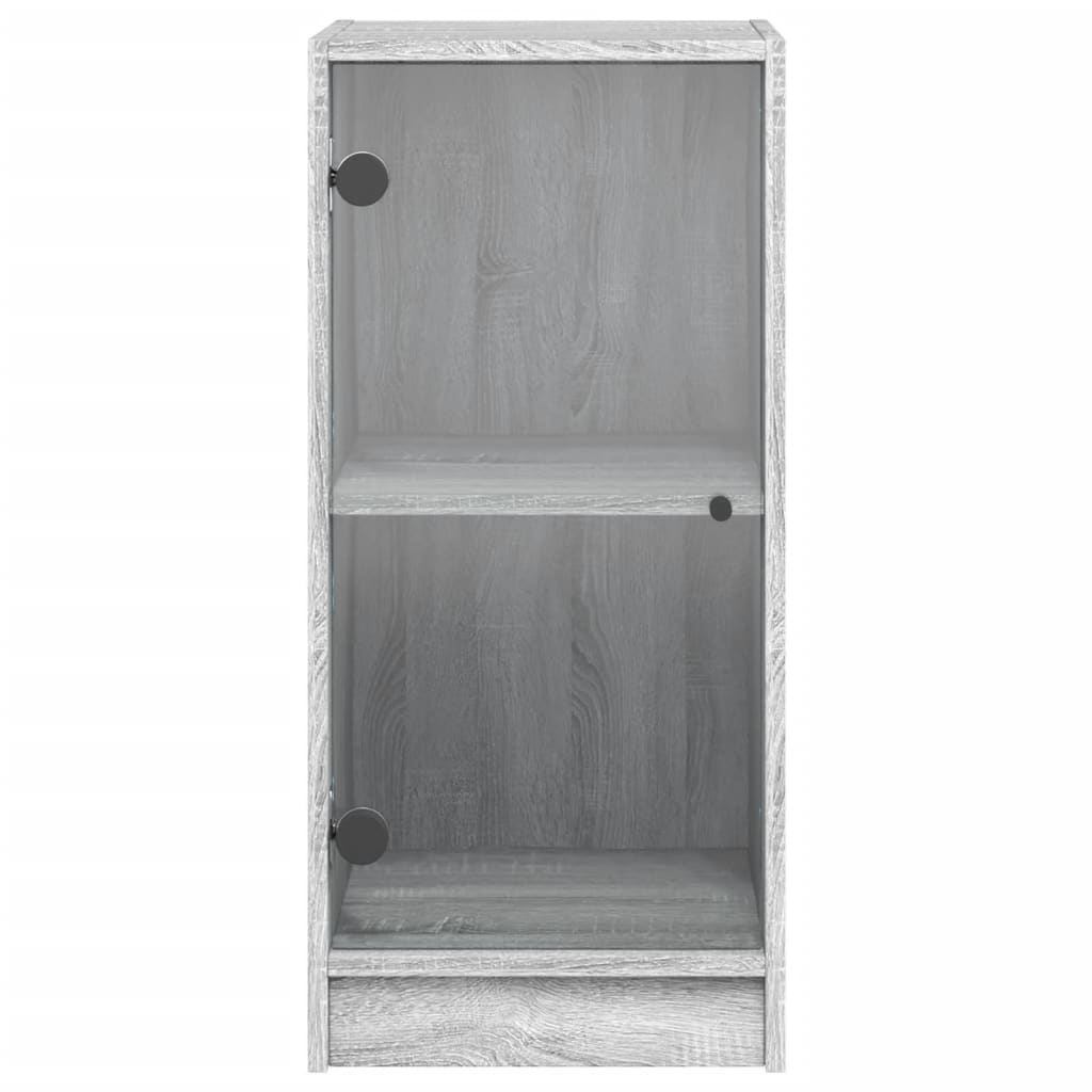 vidaXL Side Cabinet with Glass Doors Grey Sonoma 35x37x75,5 cm