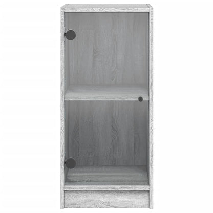 vidaXL Side Cabinet with Glass Doors Grey Sonoma 35x37x75,5 cm