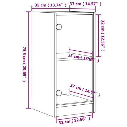 vidaXL Side Cabinet with Glass Doors Grey Sonoma 35x37x75.5 cm