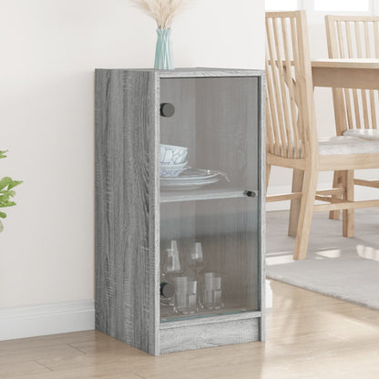 vidaXL Side Cabinet with Glass Doors Grey Sonoma 35x37x75,5 cm