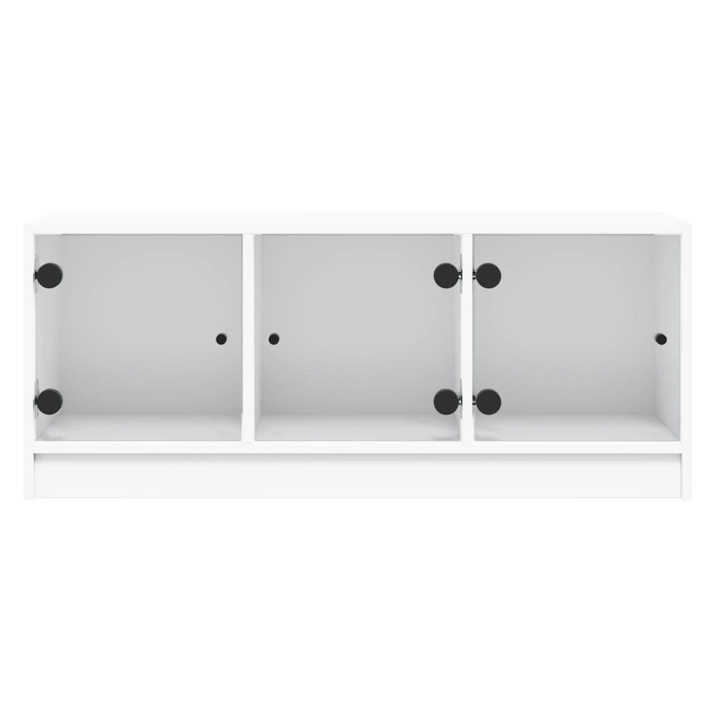 vidaXL TV Cabinet with Glass Doors White 102x37x42 cm