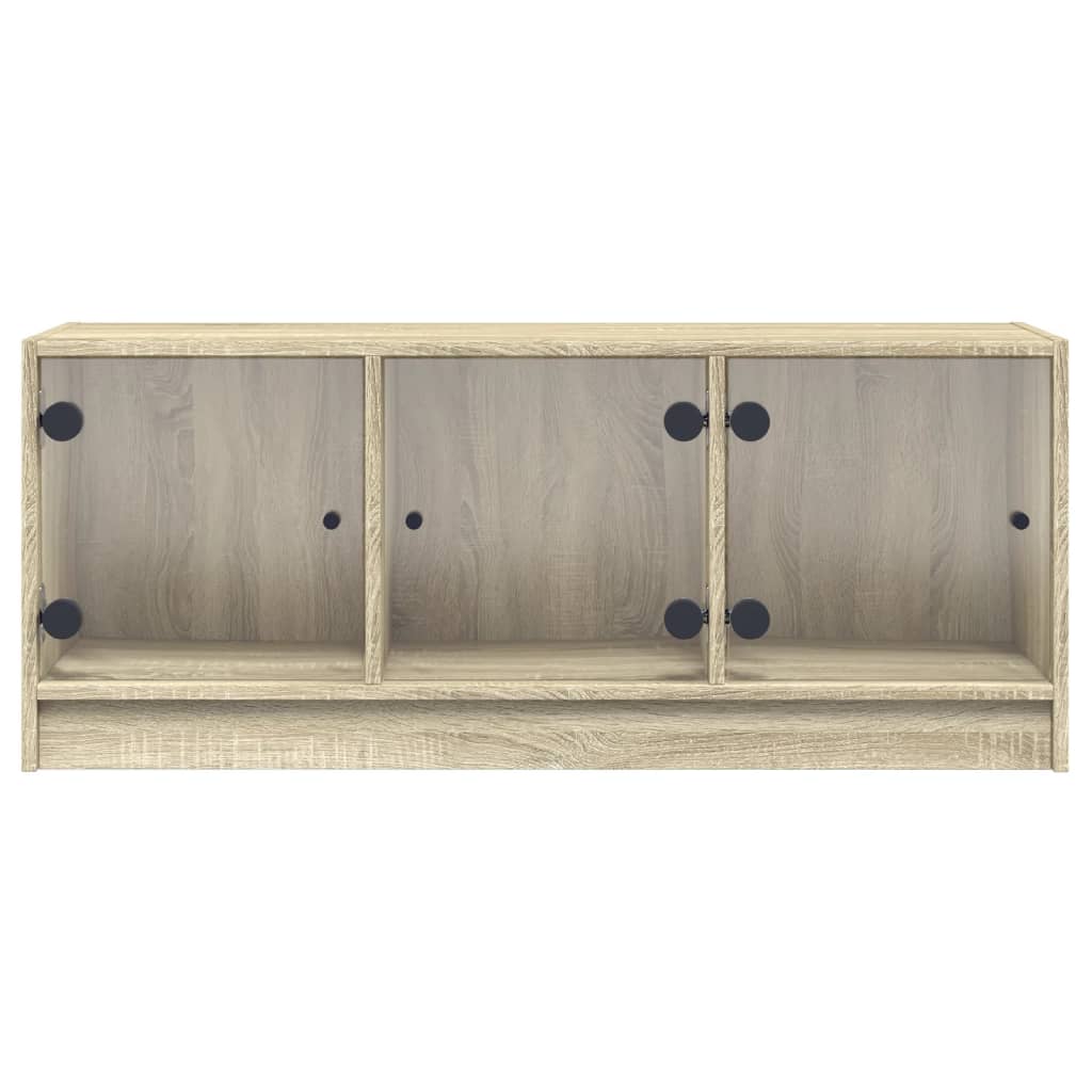 vidaXL TV Cabinet with Glass Doors Sonoma Oak 102x37x42 cm