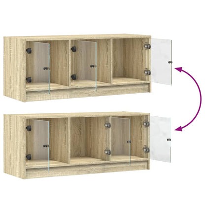 vidaXL TV Cabinet with Glass Doors Sonoma Oak 102x37x42 cm