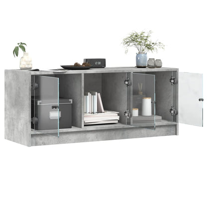 vidaXL TV Cabinet with Glass Doors Concrete Grey 102x37x42 cm