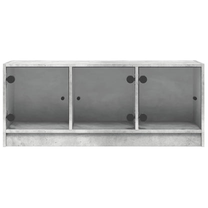 vidaXL TV Cabinet with Glass Doors Concrete Grey 102x37x42 cm