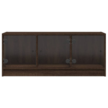 vidaXL TV Cabinet with Glass Doors Brown Oak 102x37x42 cm