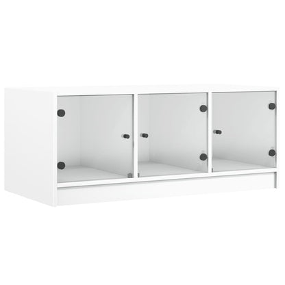 vidaXL Coffee Table with Glass Doors White 102x50x42 cm