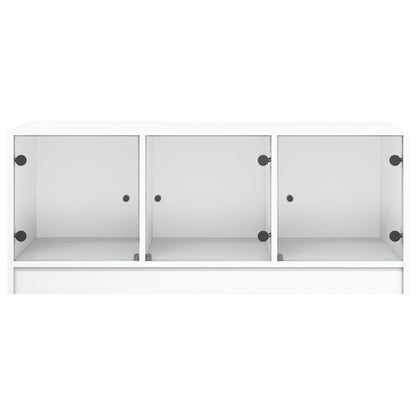 vidaXL Coffee Table with Glass Doors White 102x50x42 cm