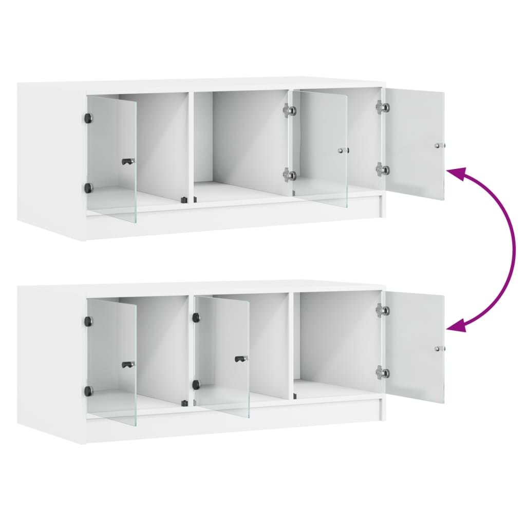 vidaXL Coffee Table with Glass Doors White 102x50x42 cm