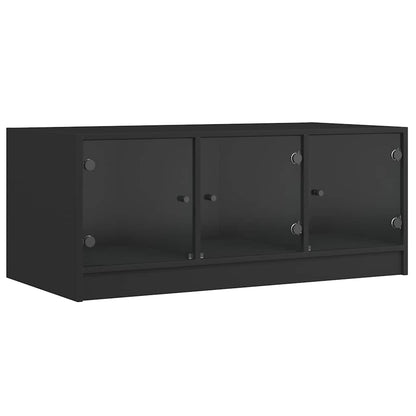 vidaXL Coffee Table with Glass Doors Black 102x50x42 cm