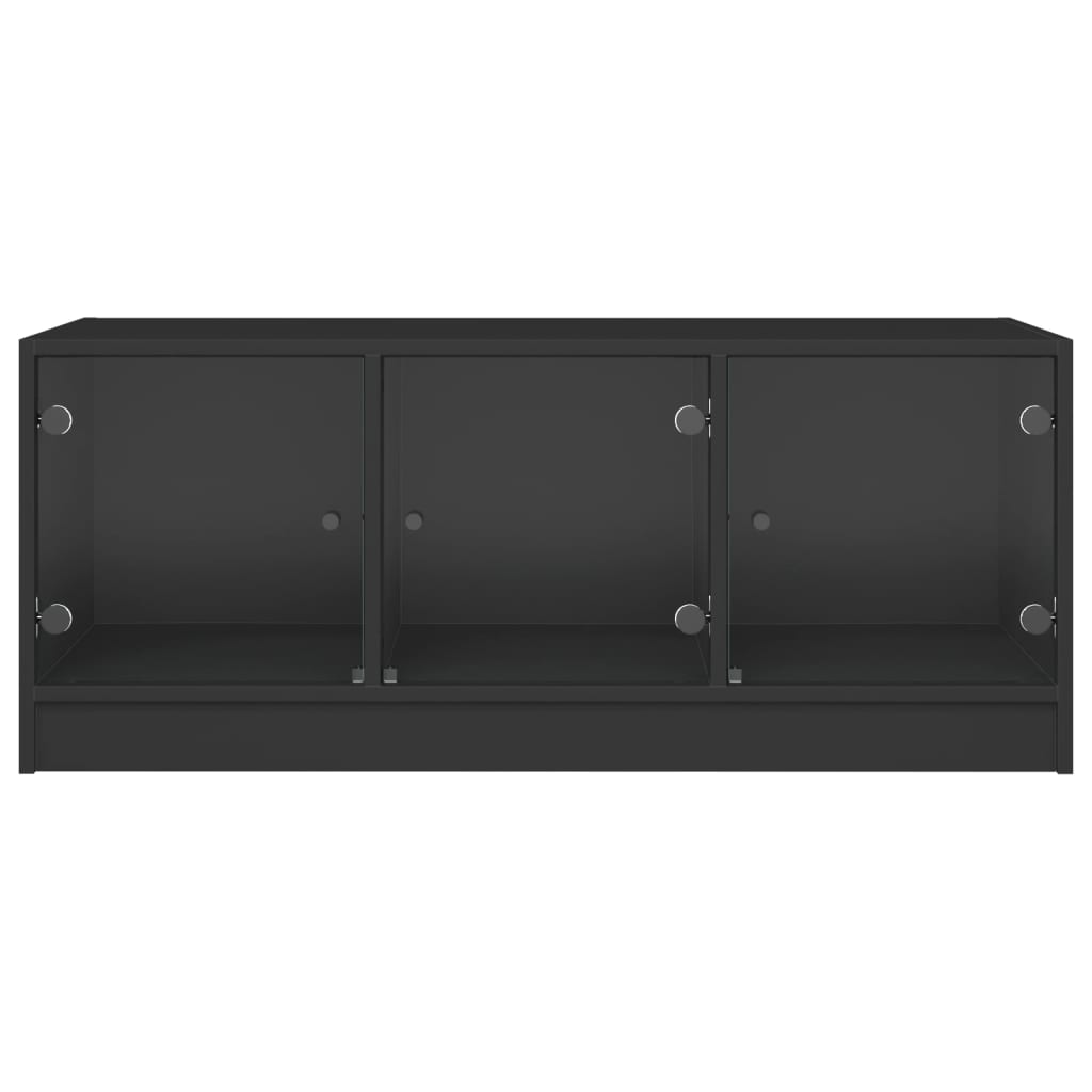 vidaXL Coffee Table with Glass Doors Black 102x50x42 cm