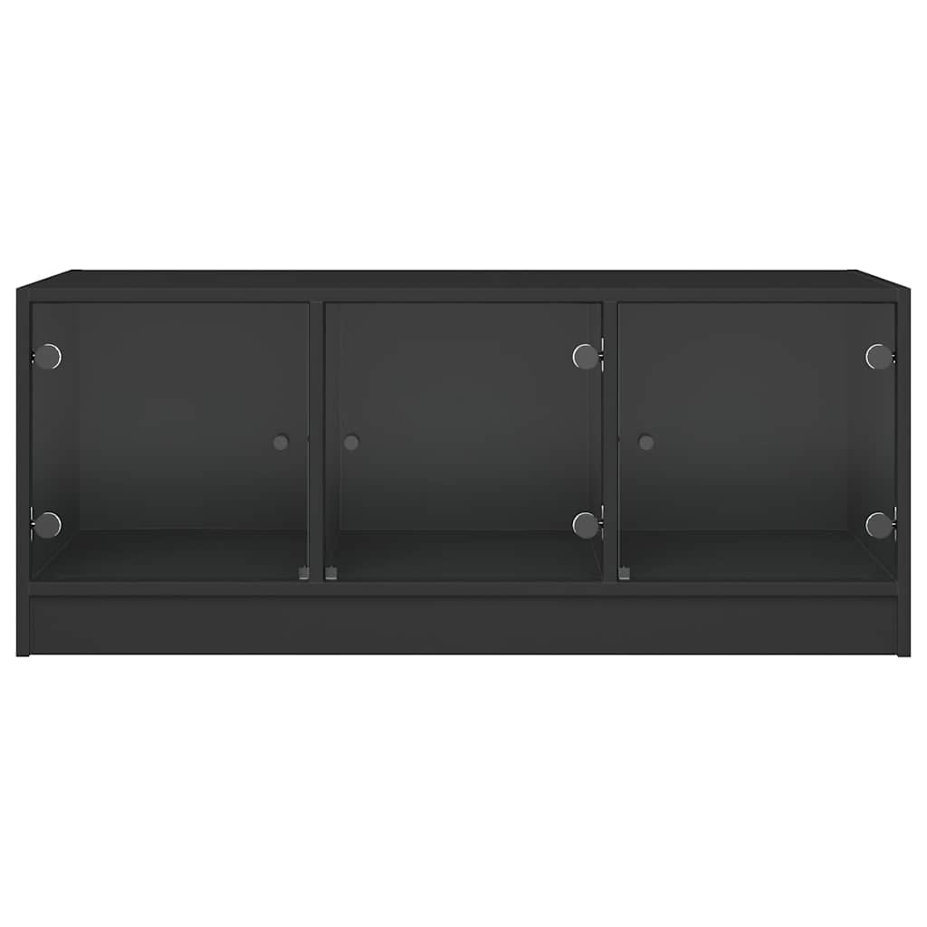 vidaXL Coffee Table with Glass Doors Black 102x50x42 cm