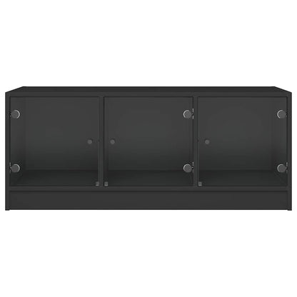 vidaXL Coffee Table with Glass Doors Black 102x50x42 cm