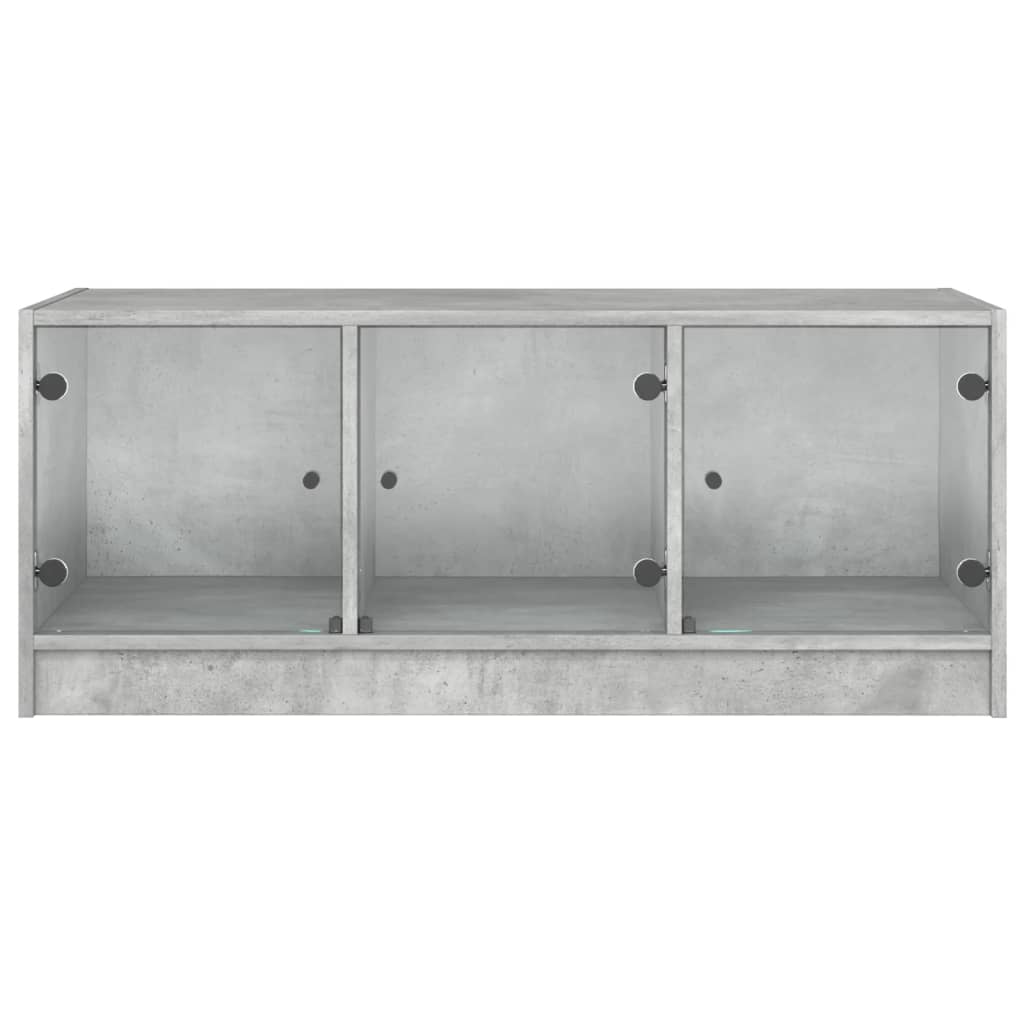 vidaXL Coffee Table with Glass Doors Concrete Grey 102x50x42 cm