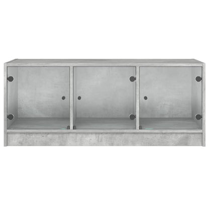 vidaXL Coffee Table with Glass Doors Concrete Grey 102x50x42 cm
