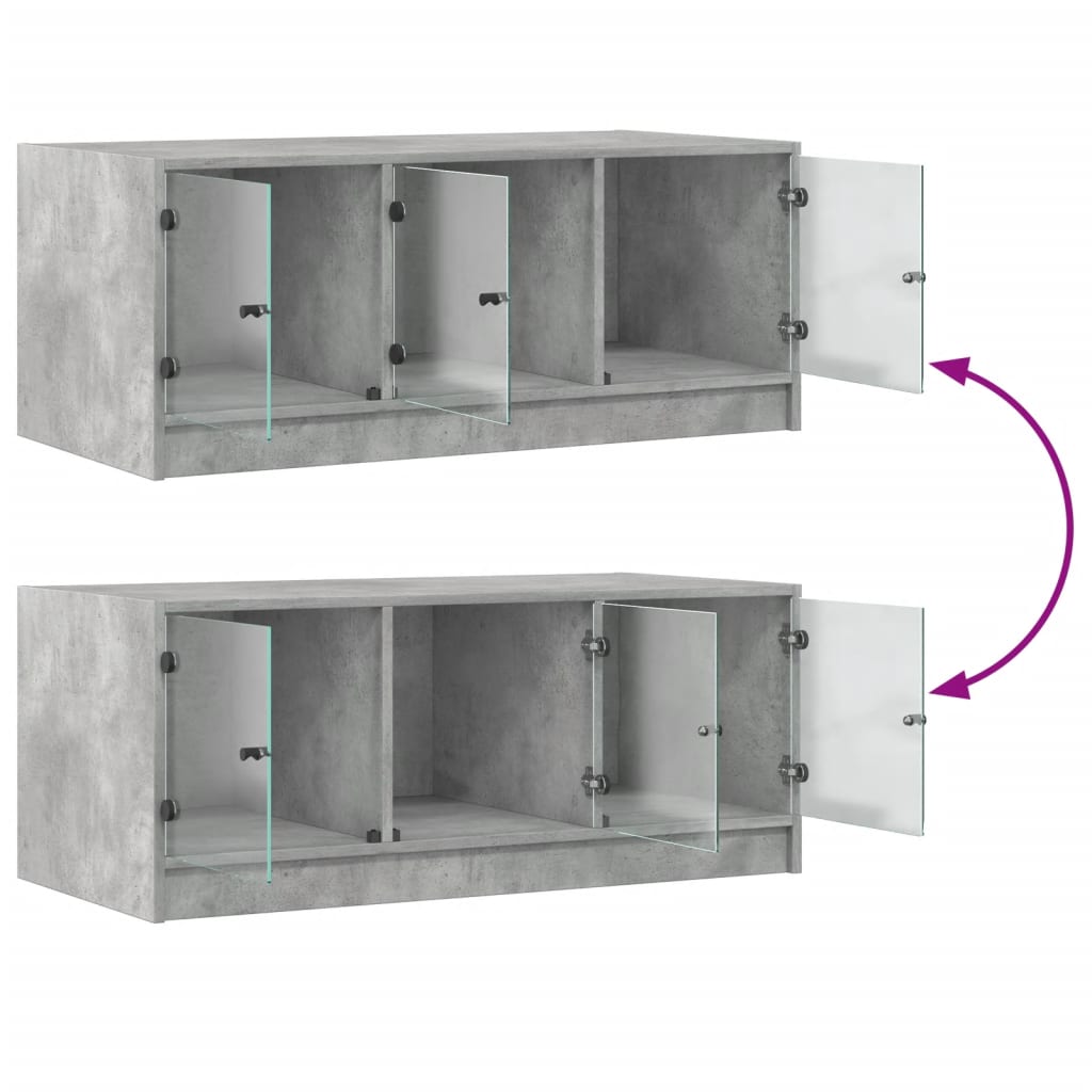 vidaXL Coffee Table with Glass Doors Concrete Grey 102x50x42 cm