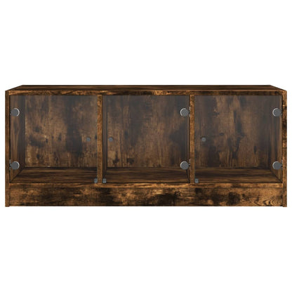 vidaXL Coffee Table with Glass Doors Smoked Oak 102x50x42 cm
