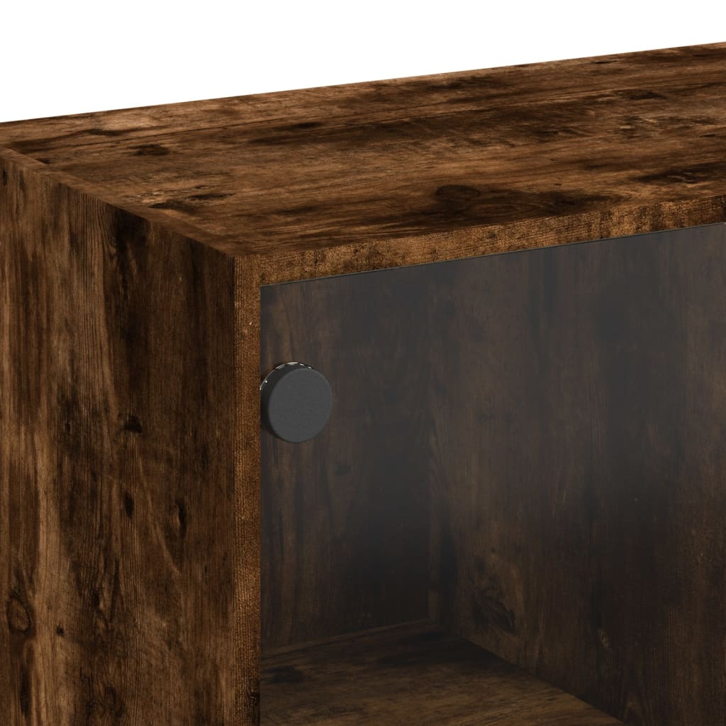 vidaXL Coffee Table with Glass Doors Smoked Oak 102x50x42 cm