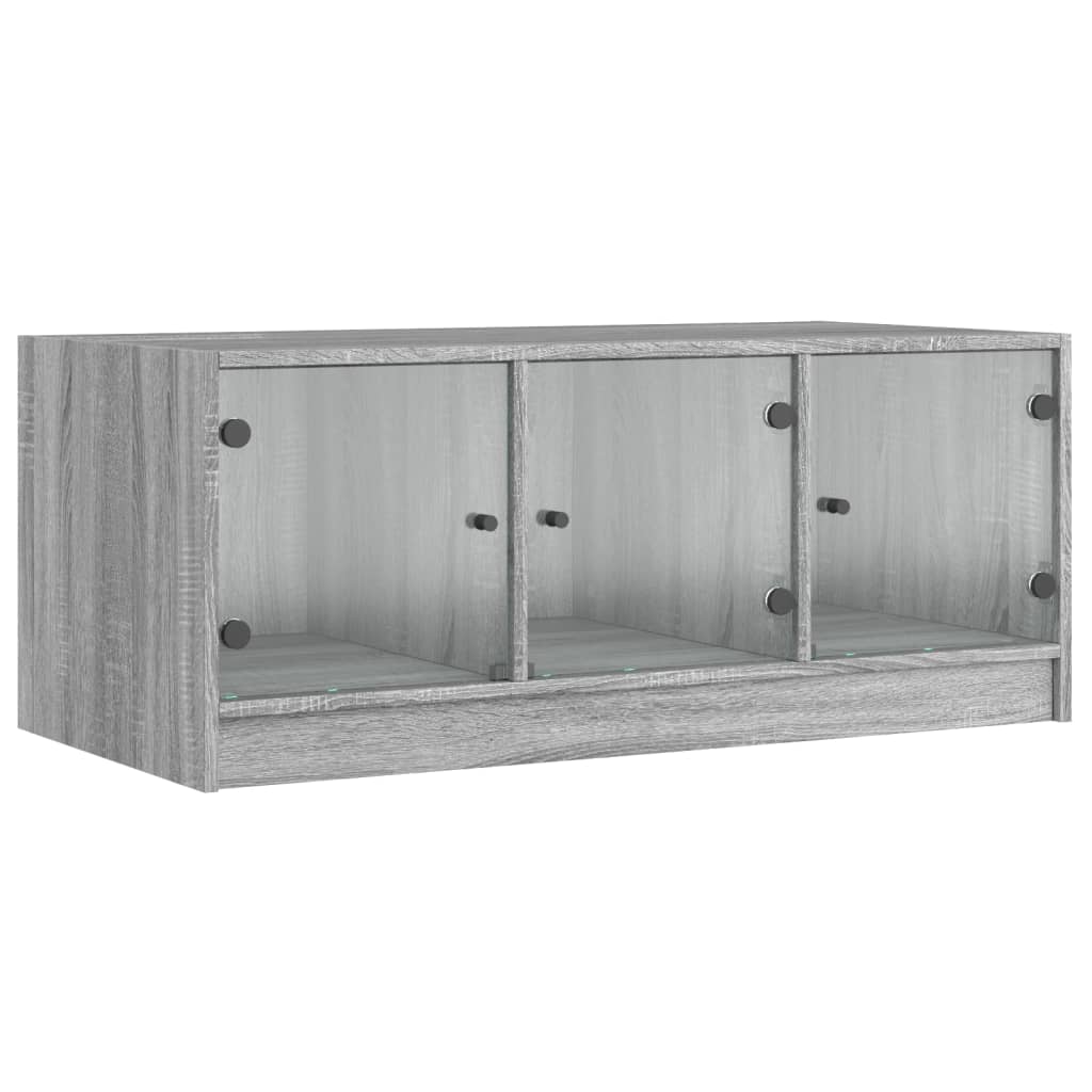 vidaXL Coffee Table with Glass Doors Grey Sonoma 102x50x42 cm