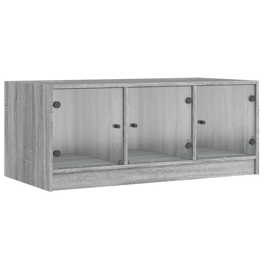 vidaXL Coffee Table with Glass Doors Grey Sonoma 102x50x42 cm
