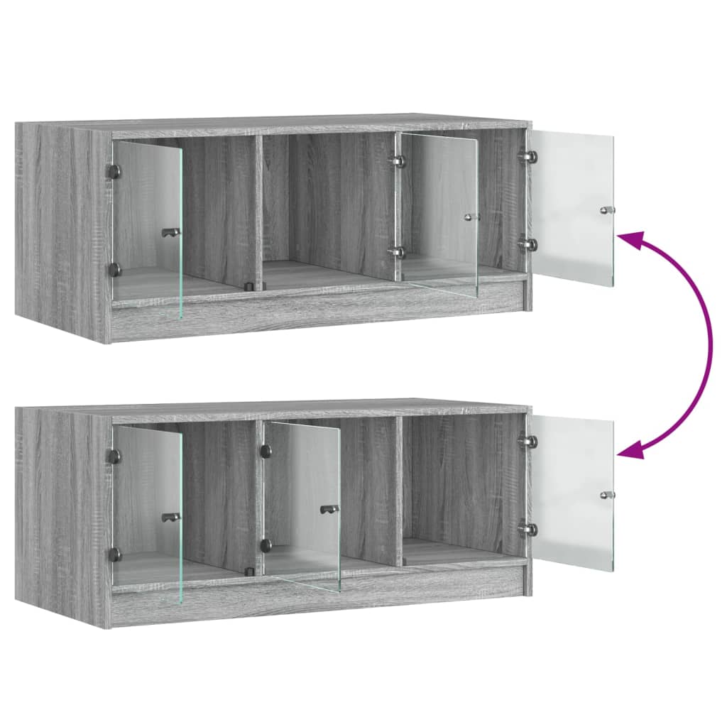 vidaXL Coffee Table with Glass Doors Grey Sonoma 102x50x42 cm