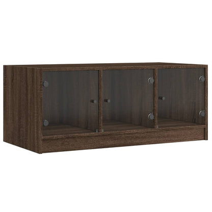 vidaXL Coffee Table with Glass Doors Brown Oak 102x50x42 cm