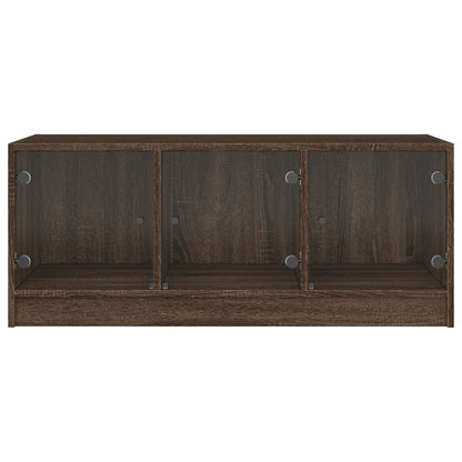 vidaXL Coffee Table with Glass Doors Brown Oak 102x50x42 cm