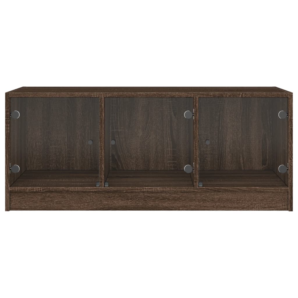 vidaXL Coffee Table with Glass Doors Brown Oak 102x50x42 cm