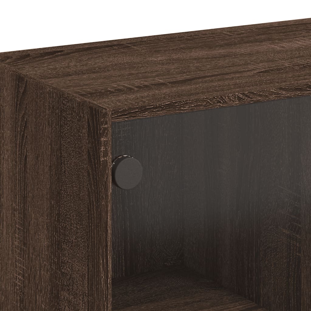 vidaXL Coffee Table with Glass Doors Brown Oak 102x50x42 cm