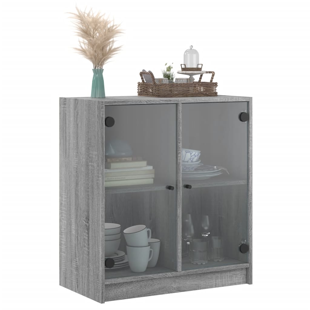 vidaXL Side Cabinet with Glass Doors Grey Sonoma 68x37x75.5 cm