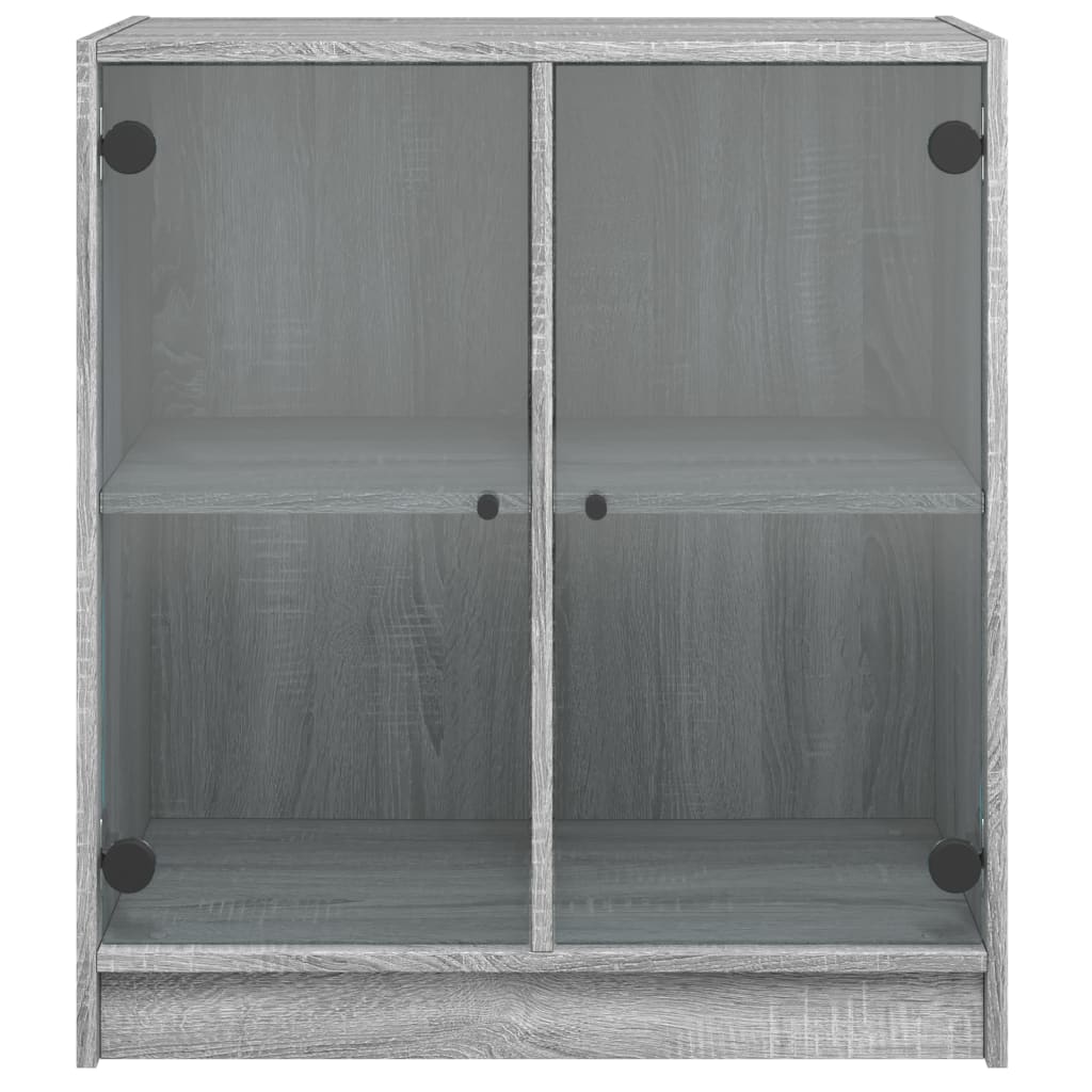 vidaXL Side Cabinet with Glass Doors Grey Sonoma 68x37x75.5 cm