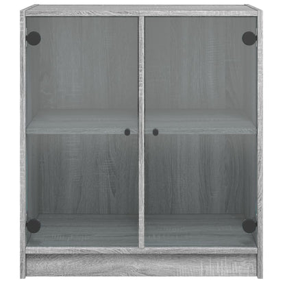 vidaXL Side Cabinet with Glass Doors Grey Sonoma 68x37x75.5 cm
