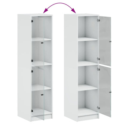 vidaXL Highboard with Glass Doors White 35x37x142 cm