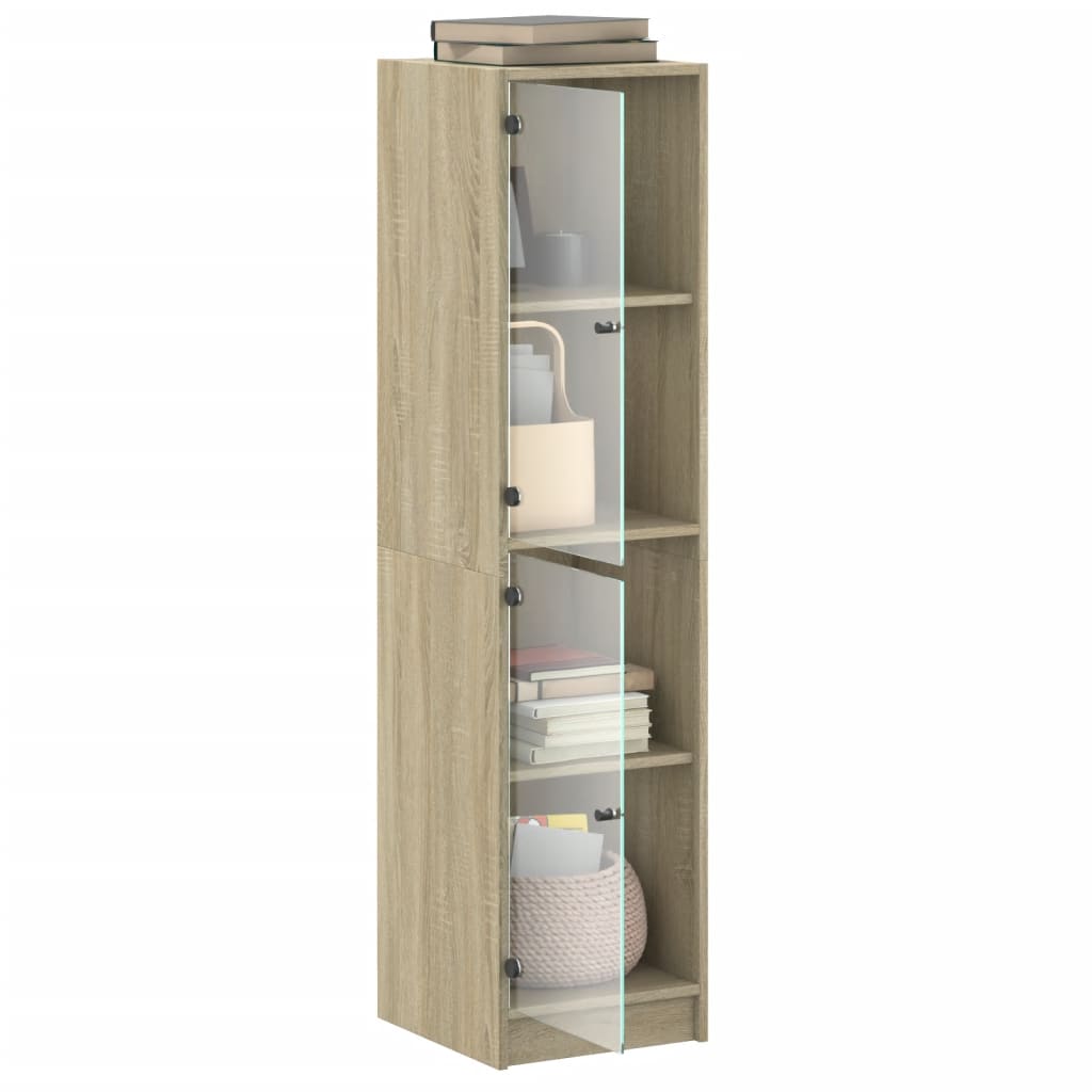 vidaXL Highboard with Glass Doors Sonoma Oak 35x37x142 cm