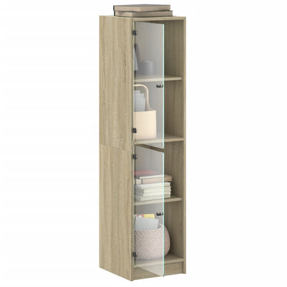 vidaXL Highboard with Glass Doors Sonoma Oak 35x37x142 cm