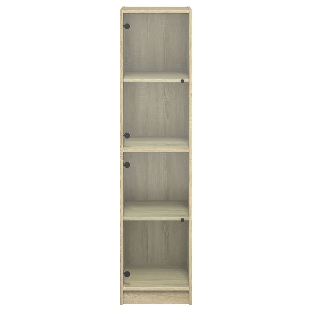 vidaXL Highboard with Glass Doors Sonoma Oak 35x37x142 cm