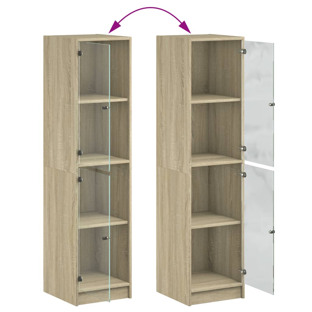 vidaXL Highboard with Glass Doors Sonoma Oak 35x37x142 cm