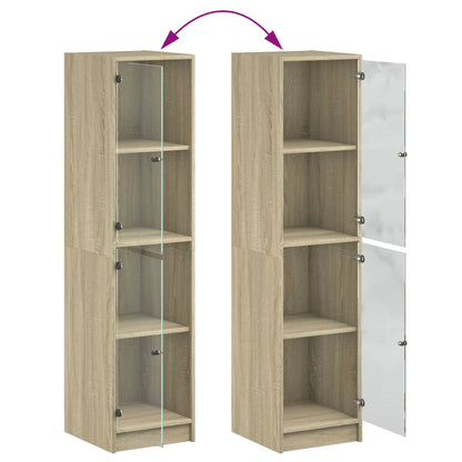 vidaXL Highboard with Glass Doors Sonoma Oak 35x37x142 cm
