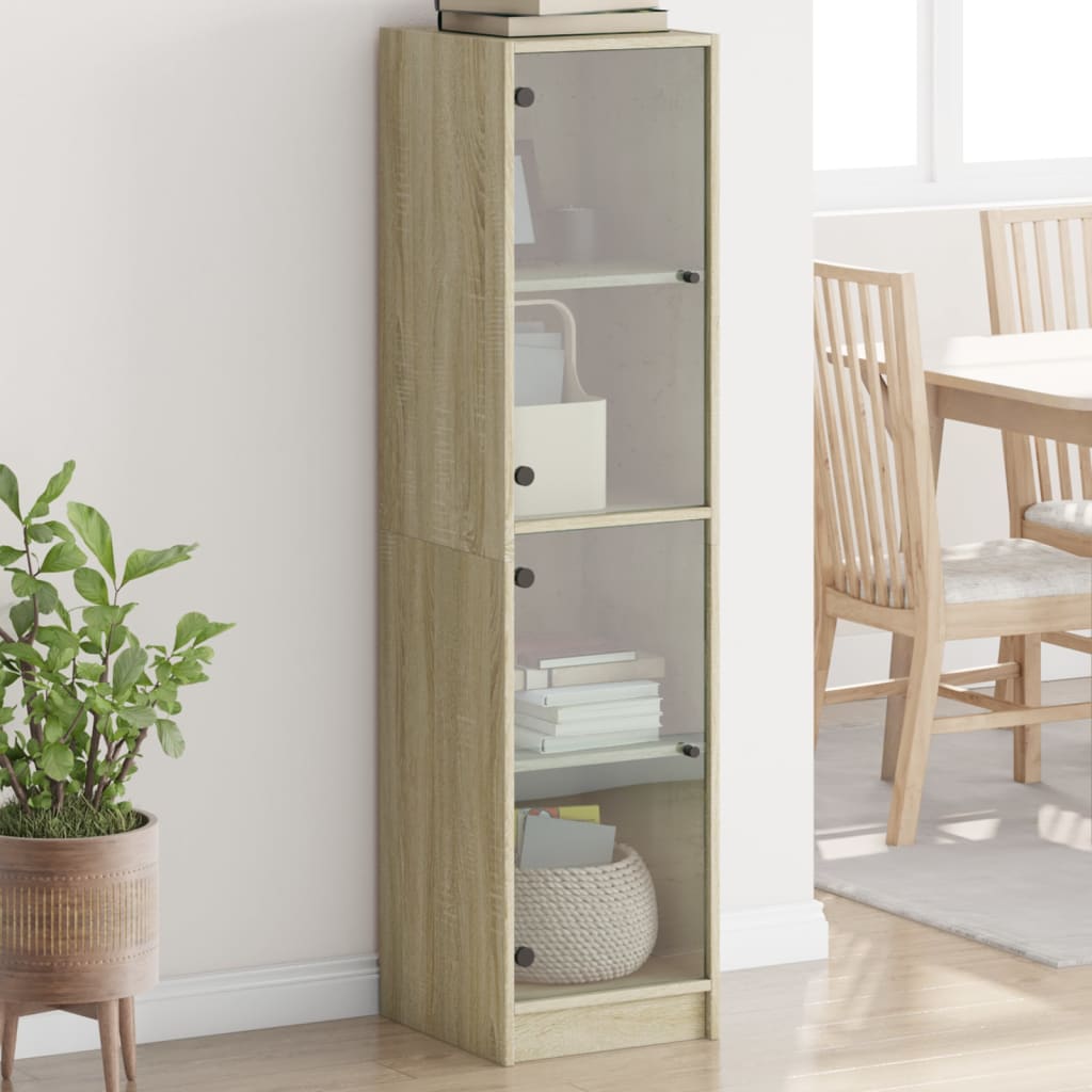 vidaXL Highboard with Glass Doors Sonoma Oak 35x37x142 cm